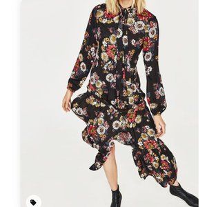 Zara long Floral dress with front ties